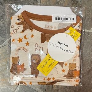Little Sleepies Brown and Orange Bear Pajama Set